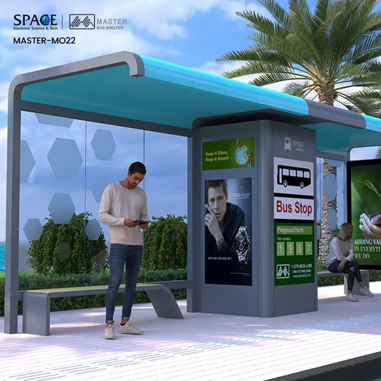 Aluminum Alloy Metal Plate Open Shelter with Vending Machine Stylish Bus Shelter